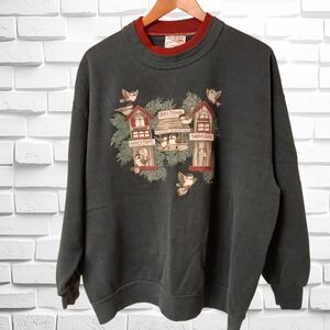 Morning Sun Pullover Sweatshirt Sizr 2XL, Images Front/Back, Lined, Forest Green